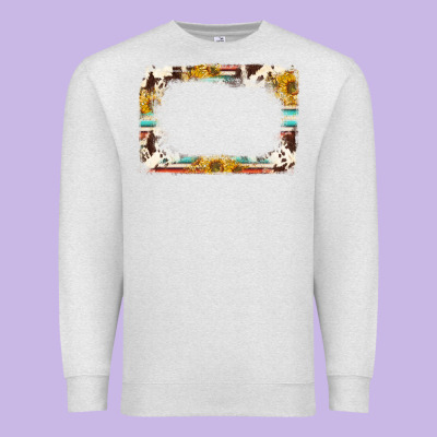 Western Serape Sunflower Background Frame Premium Sweatshirt Designed By Nancycooperartshop