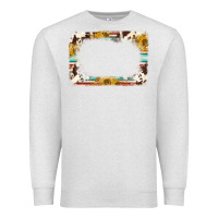 Oatmeal Heather western serape sunflower background frame Premium Sweatshirt - NancyCooperArtShop