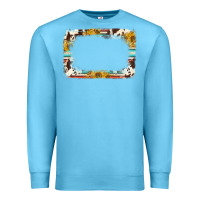 Ocean Blue western serape sunflower background frame Premium Sweatshirt - NancyCooperArtShop