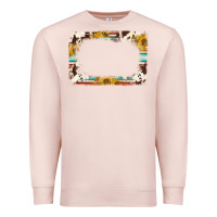 Pale Pink western serape sunflower background frame Premium Sweatshirt - NancyCooperArtShop