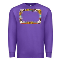Purple western serape sunflower background frame Premium Sweatshirt - NancyCooperArtShop