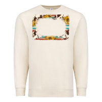 Sandshell western serape sunflower background frame Premium Sweatshirt - NancyCooperArtShop