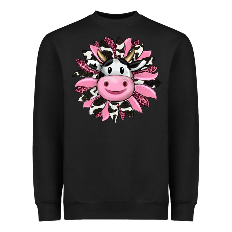 Pink Leopard Sunflower Cow Heavyweight Sweatshirt by RanaPortraitStore | Teevron