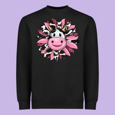Pink Leopard Sunflower Cow Heavyweight Sweatshirt Designed By Ranaportraitstore
