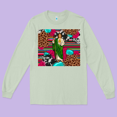 San Judas Leopard Cowhide Tumbler Long Sleeve Tee Designed By Jahusdesignshop