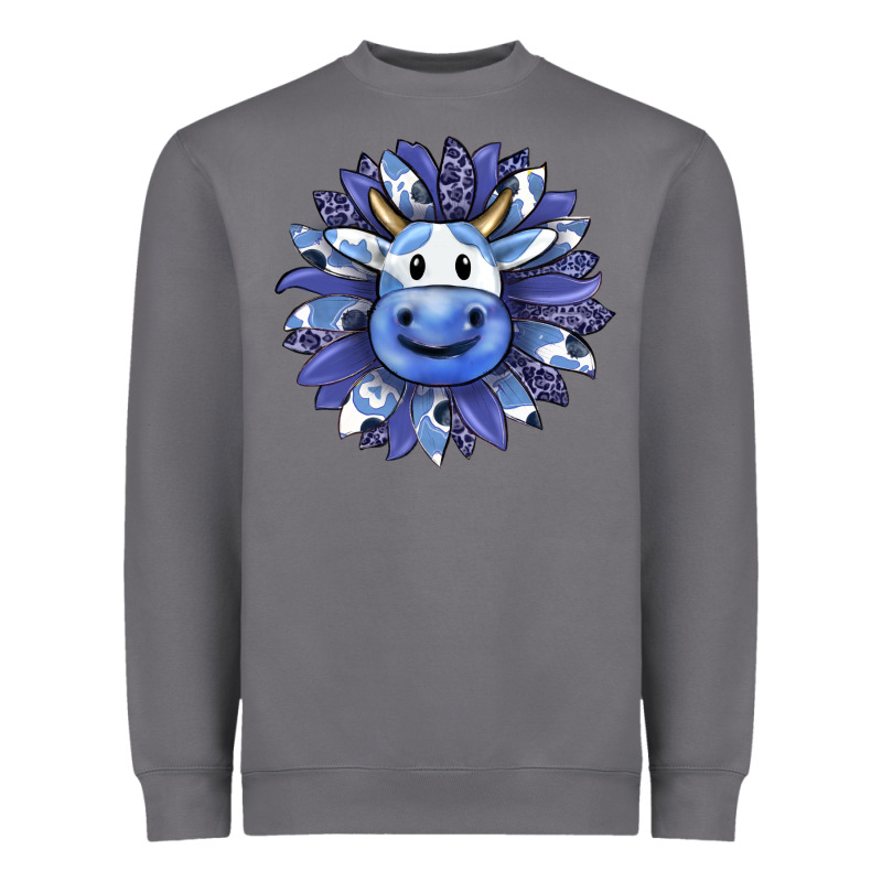 Blueberry Milkshake Cow Sunflower Heavyweight Sweatshirt by RanaPortraitStore | Teevron
