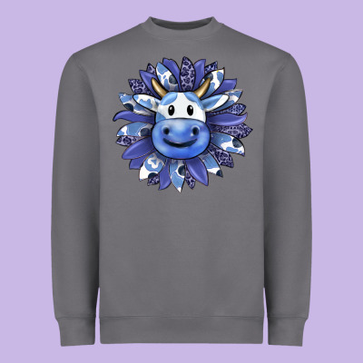 Blueberry Milkshake Cow Sunflower Heavyweight Sweatshirt Designed By Ranaportraitstore