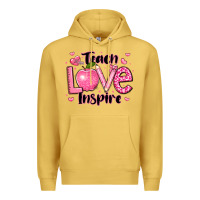 Antique Gold teach love inspire teacher valentines day Premium Hoodie - LillyAllenDesigns