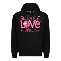 Black teach love inspire teacher valentines day Premium Hoodie - LillyAllenDesigns
