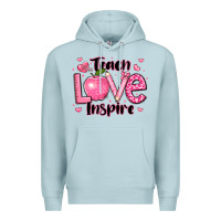 Blue Mist teach love inspire teacher valentines day Premium Hoodie - LillyAllenDesigns