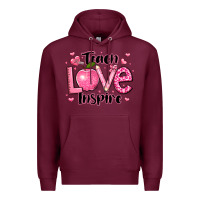 Burgundy teach love inspire teacher valentines day Premium Hoodie - LillyAllenDesigns