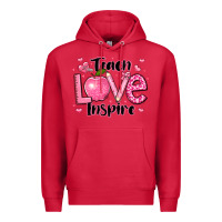 Cardinal teach love inspire teacher valentines day Premium Hoodie - LillyAllenDesigns
