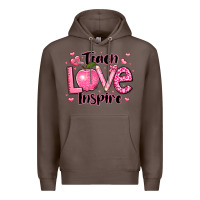 Coffee teach love inspire teacher valentines day Premium Hoodie - LillyAllenDesigns