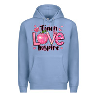 Colony Blue teach love inspire teacher valentines day Premium Hoodie - LillyAllenDesigns