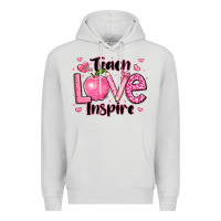 Dove Grey teach love inspire teacher valentines day Premium Hoodie - LillyAllenDesigns