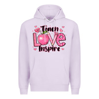 Lilac teach love inspire teacher valentines day Premium Hoodie - LillyAllenDesigns