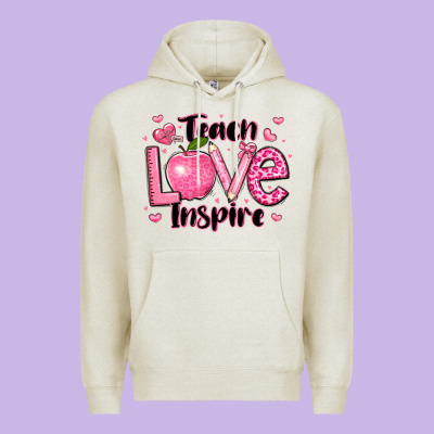 Teach Love Inspire Teacher Valentines Day Premium Hoodie Designed By Lillyallendesigns