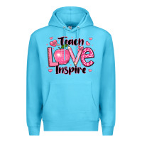 Ocean Blue teach love inspire teacher valentines day Premium Hoodie - LillyAllenDesigns