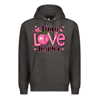 Smoke teach love inspire teacher valentines day Premium Hoodie - LillyAllenDesigns