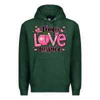 Sports Green teach love inspire teacher valentines day Premium Hoodie - LillyAllenDesigns