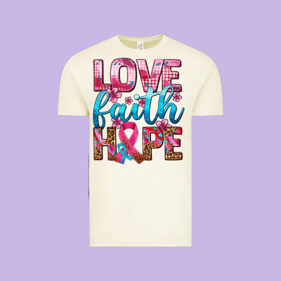 Love Faith Hope With Cancer Ribbon  Ado Vintage Tee Designed By Adodesignshop