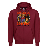 Burgundy make america cowboy again Zipper Hoodie - AdoDesignShop