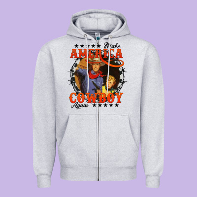 Make America Cowboy Again Zipper Hoodie Designed By Adodesignshop