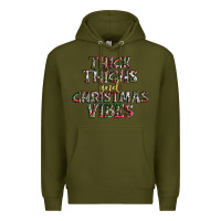 Army Green thick thighs and Christmas vibes Premium Hoodie - AdoDesignShop