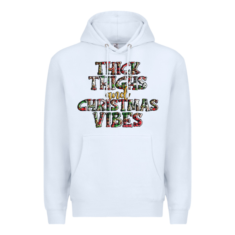 Thick Thighs And Christmas Vibes Premium Hoodie by AdoDesignShop | Teevron