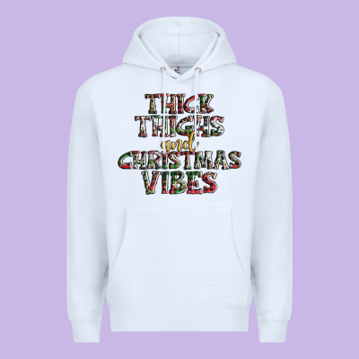 Thick Thighs And Christmas Vibes Premium Hoodie Designed By Adodesignshop