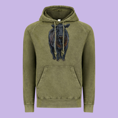 Black Angus Cattle Vintage Hoodie Designed By Ranaportraitstore