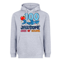 Heather Grey 100 jawsome days of school Heavyweight Hoodie - MaliasSmallBusiness