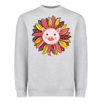 Heather Grey pig sunflower Heavyweight Sweatshirt - RanaPortraitStore