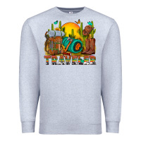 Heather Grey western traveler cowboy Premium Sweatshirt - NancyCooperArtShop