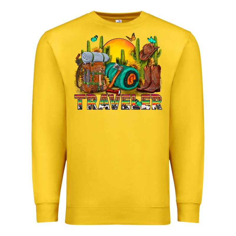 Western Traveler Cowboy Premium Sweatshirt by NancyCooperArtShop | Teevron
