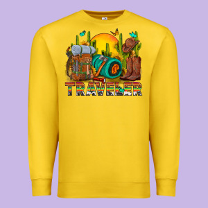Western Traveler Cowboy Premium Sweatshirt Designed By Nancycooperartshop
