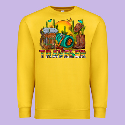 Western Traveler Cowboy Premium Sweatshirt Designed By Nancycooperartshop