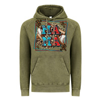 Vintage Olive baseball mama with leopard Vintage Hoodie - Zillion Design Studio
