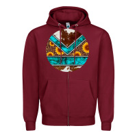 Burgundy turquoise cowhide leopard sunflowers round Zipper Hoodie - Artiststas