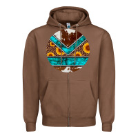 Chestnut turquoise cowhide leopard sunflowers round Zipper Hoodie - Artiststas