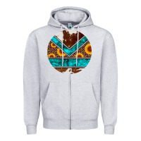 Heather Grey turquoise cowhide leopard sunflowers round Zipper Hoodie - Artiststas