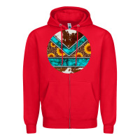 Red turquoise cowhide leopard sunflowers round Zipper Hoodie - Artiststas