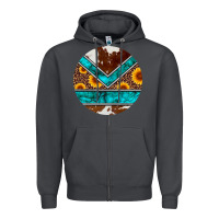 Smoke turquoise cowhide leopard sunflowers round Zipper Hoodie - Artiststas