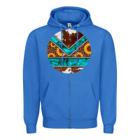 True Royal turquoise cowhide leopard sunflowers round Zipper Hoodie - Artiststas