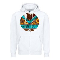 White turquoise cowhide leopard sunflowers round Zipper Hoodie - Artiststas