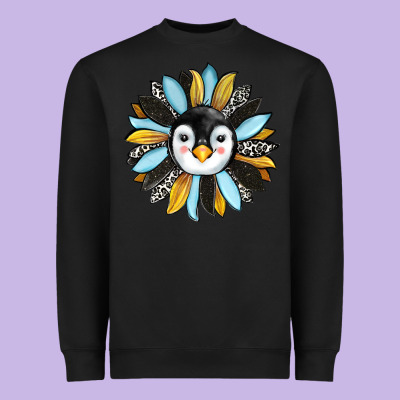 Penguin Sunflower Heavyweight Sweatshirt Designed By Ranaportraitstore