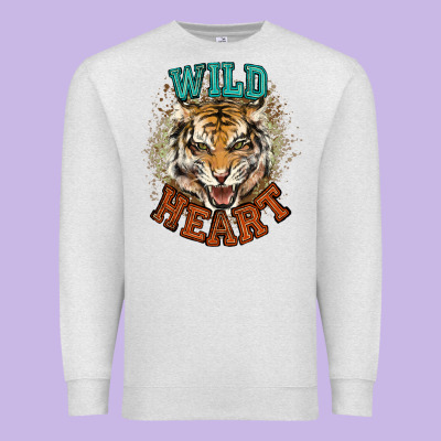 Wild Heart Tiger College Western Premium Sweatshirt Designed By Nancycooperartshop
