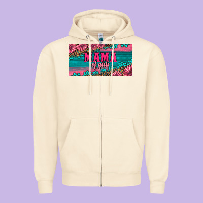 Pink Roses Mama Of Girls License Plate Zipper Hoodie Designed By Artiststas