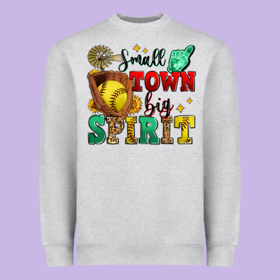 Small Town Big Spirit Softball Heavyweight Sweatshirt Designed By Zillion Design Studio