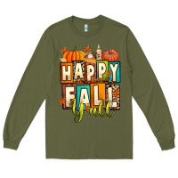 Army Green happy fall y'all Long Sleeve Tee - Artiststas